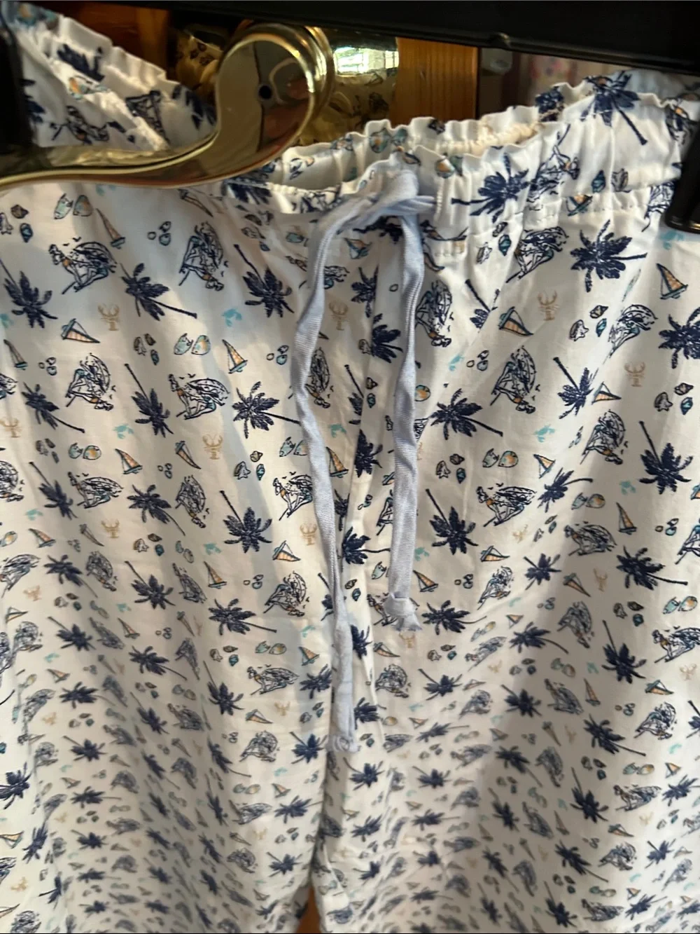 Tommy Hilfiger Navy Top and White Floral Pajama Pants Set